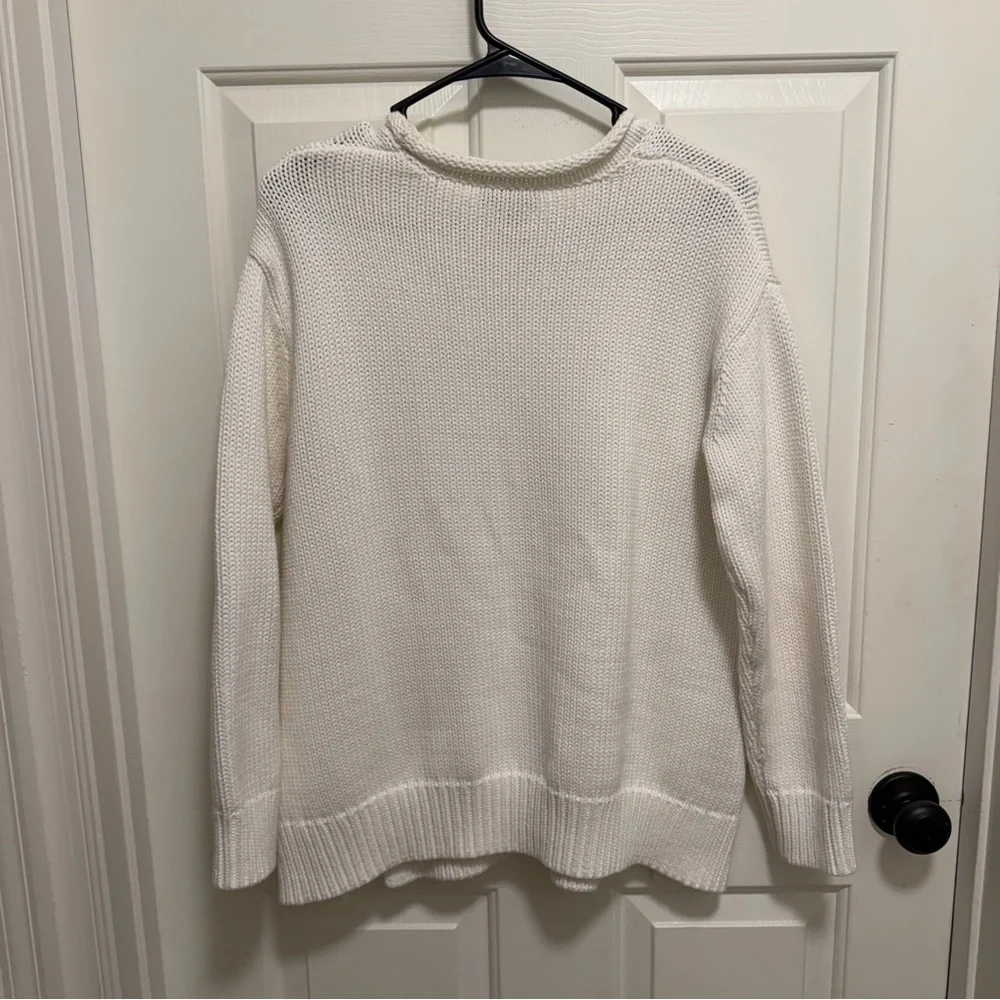 SARA CAMPBELL White Popcorn Pullover Sweater Size Small